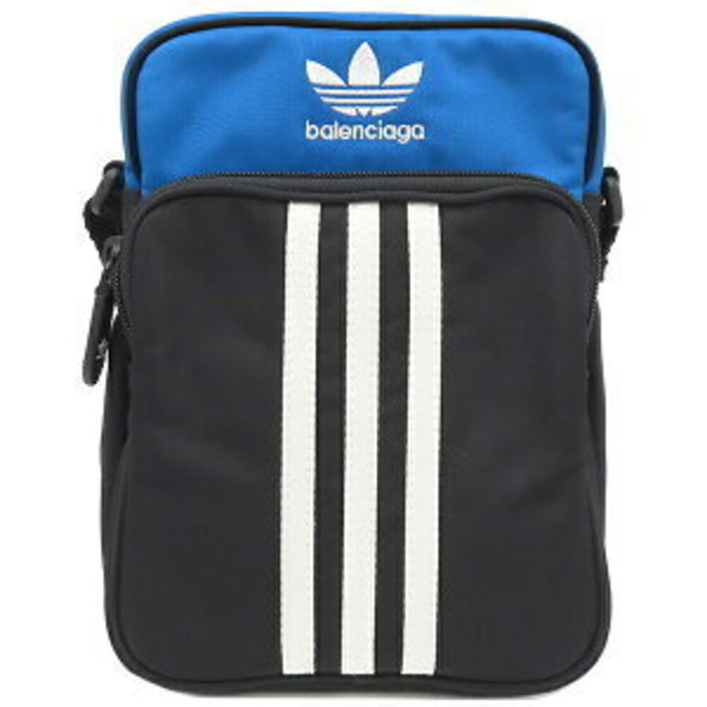 Balenciaga Adidas collaboration shoulder bag black blue hardware